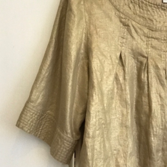 SPIEGEL Linen Cropped Jacket Linen Bolero Metallic Gold Women’s Plus Size 16 1X - Picture 7 of 16